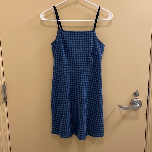 blue plaid dress urban outfitters Sexy Bow Lace-Up Mini Dress in Grunge Style / Women Double Layer Mesh Backless Plaid Dress main image 1